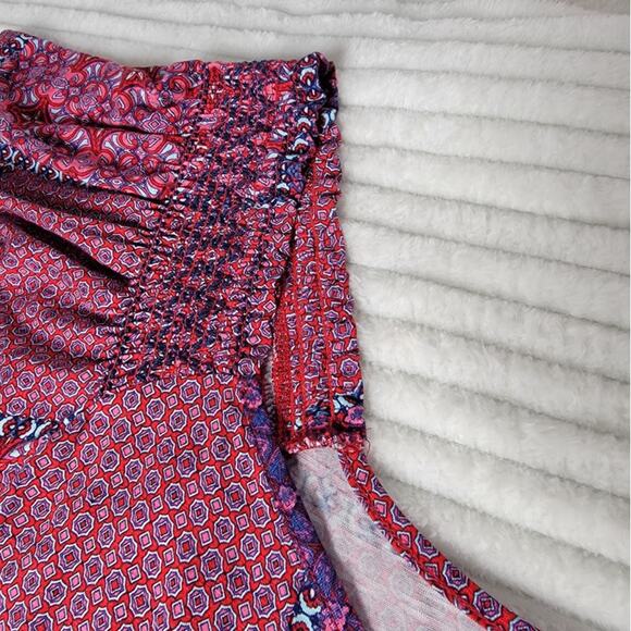 Torrid Super Soft Slub Jersey Tunic Top 3X Plus Size Boho Patchwork Red Purple - Picture 4 of 8